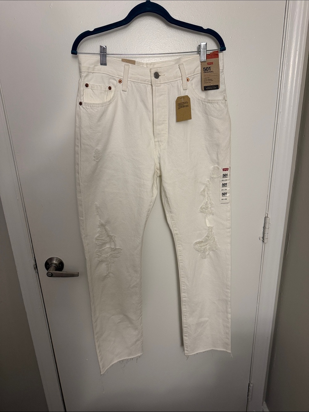 Levi's White Distressed Straight Women's Jeans